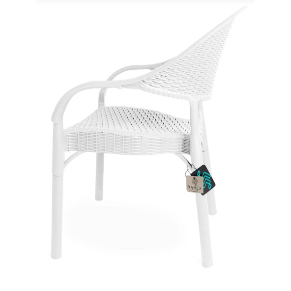 Hesapli Rattan Bambu Koltuk Beyaz- Plastik Bahçe Sandalyesi 6 Adet - 2