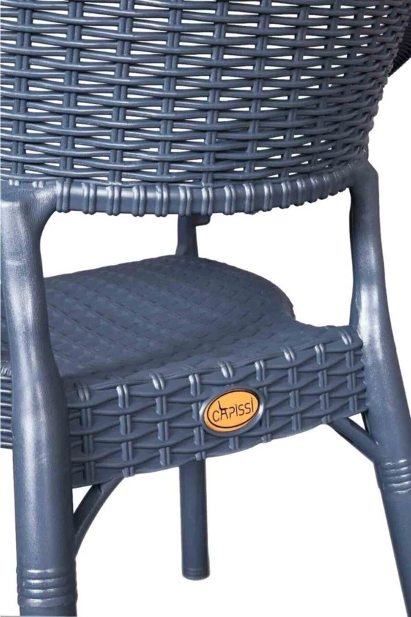 Hesapli Rattan Bambu Koltuk Antrasit- Plastik Bahçe Sandalyesi 4 Adet - 2