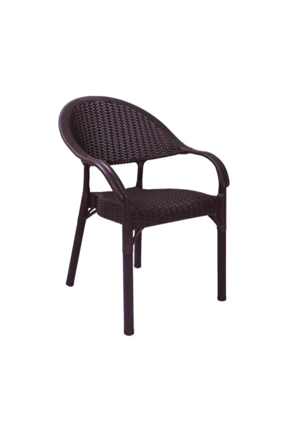 Hesapli Rattan Bambu Koltuk Kahve- Plastik Bahçe Sandalyesi 4 Adet - Resim 2