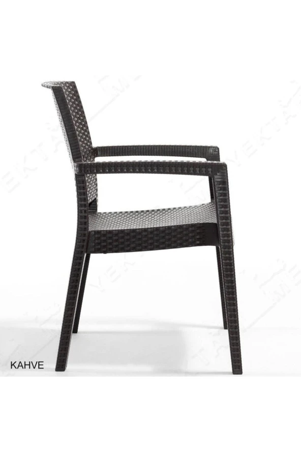 Almina İtaly Rattan Masa Takımı 6 Kişilik 90X150 Camsız Rattan Masa Takımı Bahçe Mobilyası - 5