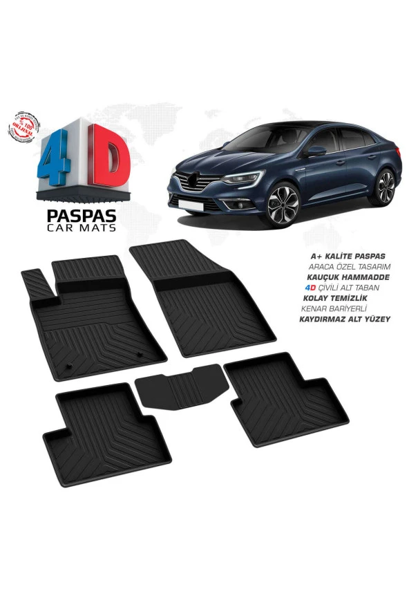 Renault Megane 4 Sedan 4D Havuzlu Paspas 2016 ve Üzeri A+Kalite ürün görseli 1