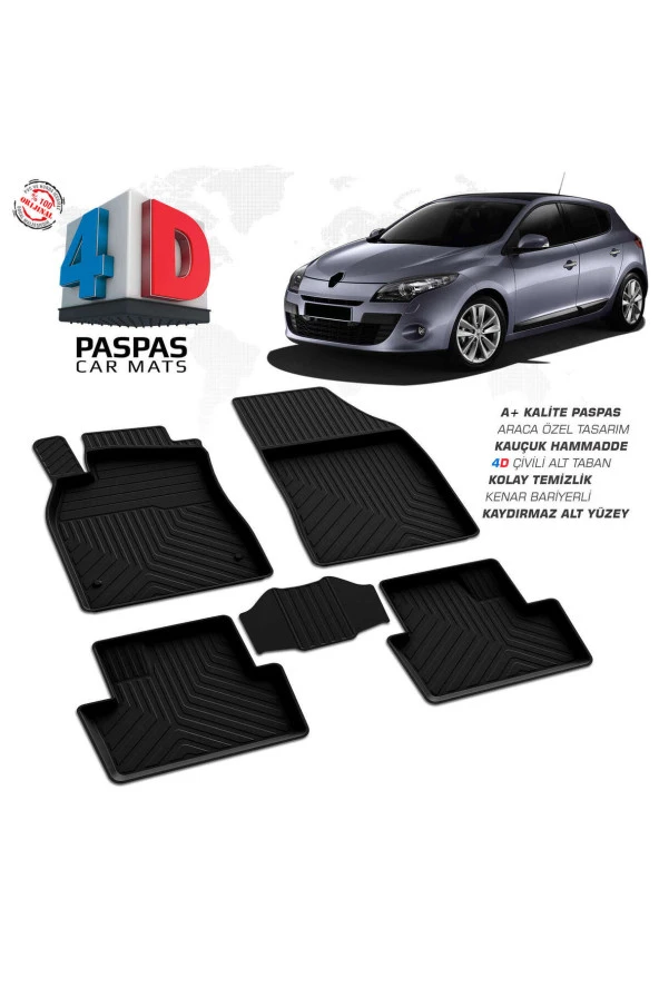 Renault Megane 3 4D Havuzlu Paspas 2010-2016 A+Kalite ürün görseli 1