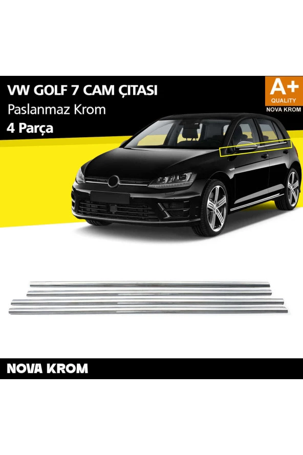 VW Golf 7 Krom Cam Çıtası 4 Prç 2013-2020