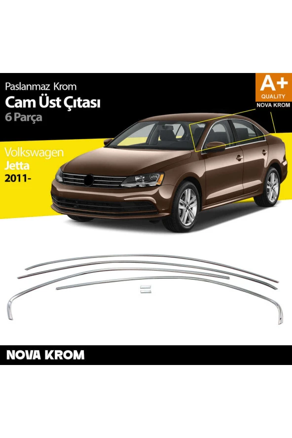VW Jetta Krom Cam Üst Çıtası 6 Prç. 2011 Üzeri - 1