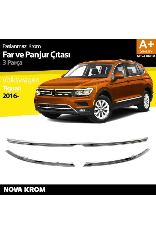 VW Tiguan Krom Far Üst Çıtası 3 Prç. 2016-2020