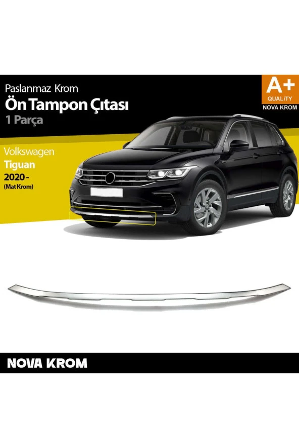 VW Tiguan Krom Ön Tampon Çıtası 2020 Üzeri (Mat Krom) ürün görseli 1