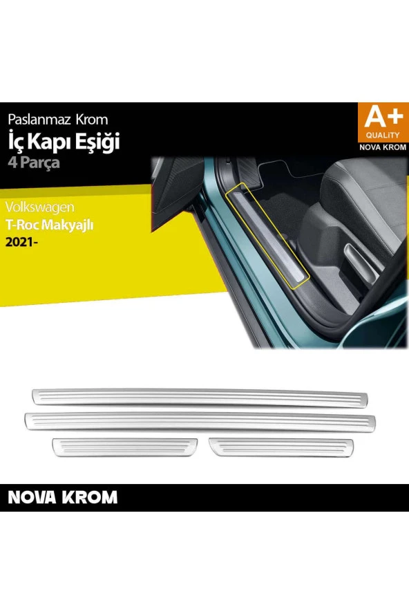 VW T-Roc Makyajlı Krom İç Kapı Eşiği 4 Prç. 2021 Üzeri ürün görseli 1