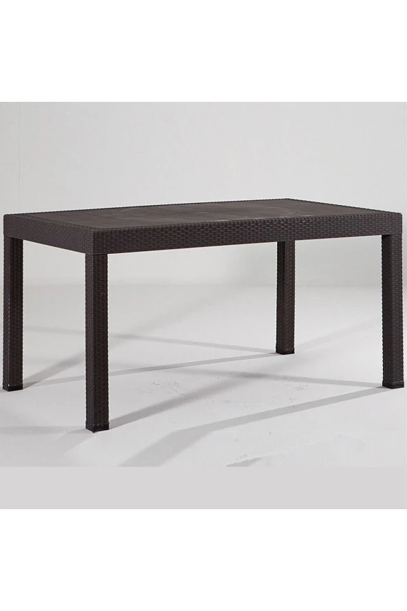 Almina Rattan Masa 70X100Cm Bahçe Balkon Ve Teras Masası Koyu Kahverengi