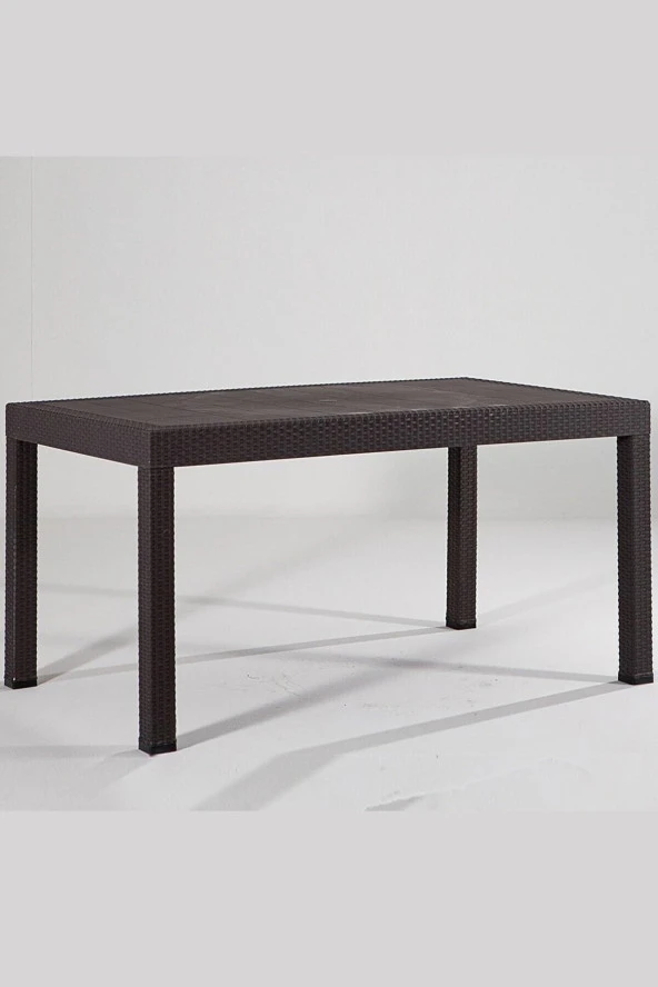 Almina Rattan Masa 70X100Cm Bahçe Balkon Ve Teras Masası Koyu Kahverengi