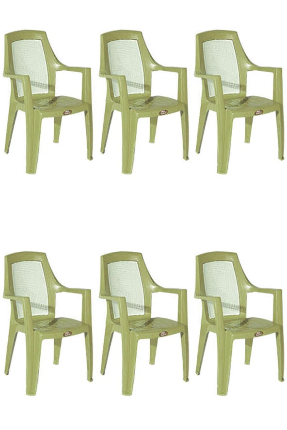 Almina Plastik Bahçe Sandalyesi Bahçe Balkon Ve Teras Sandalyesi Çift Renk Diamond Sandalye Takımı 6 Adet
