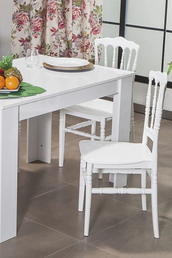 Almina Vals Beyaz Sandalye Bahçe Balkon Teras Sandalyesi 2 Adet Sandalye Takımı - 4