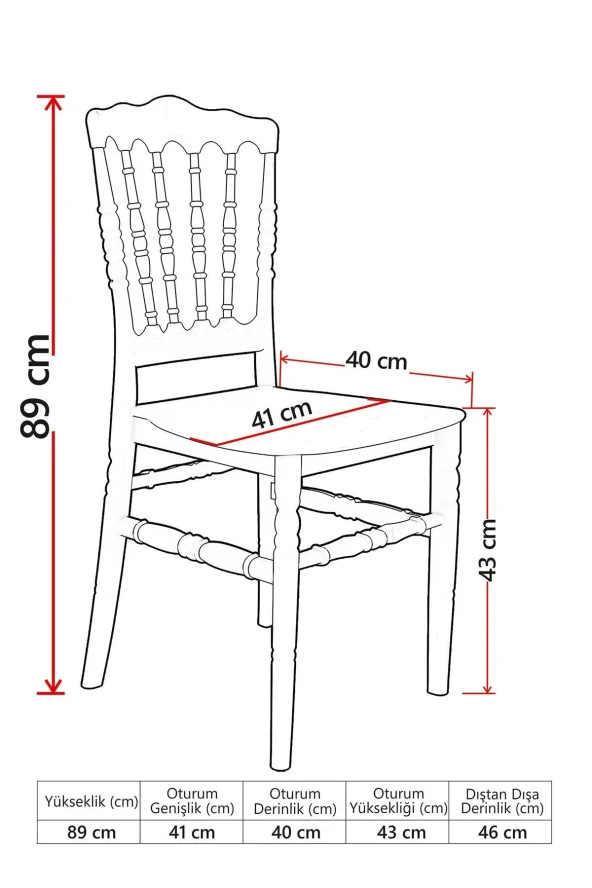 Almina Vals Beyaz Sandalye Bahçe Balkon Teras Sandalyesi 4 Adet Sandalye Takımı - 5