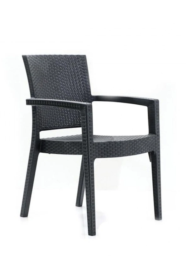 Almina Italy 80X140 Camsız Masa Takımı 6 Kişilik Rattan Desenli Bahçe Balkon Antasit Rattan Masa Takımı - 2