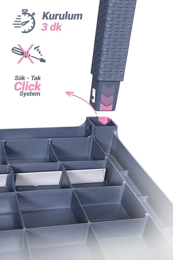 Almina Italy 80X140 Camsız Masa Takımı 6 Kişilik Rattan Desenli Bahçe Balkon Antasit Rattan Masa Takımı - 4