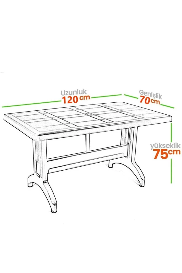 Almina 70X120Cm Gold Katlanır Ayaklı 4 Kişilik Bahçe Balkon Teras Masa Takımı Badem Renk - 7