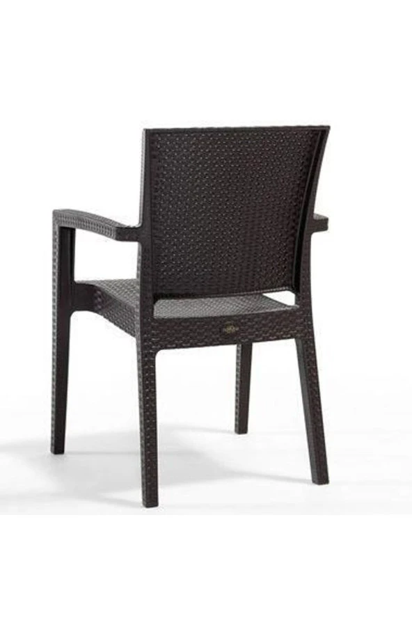 Almina Italy 80X140 Camsız Masa Takımı 6 Kişilik Rattan Desenli Bahçe Balkon Kahve Rattan Masa Takımı - 5