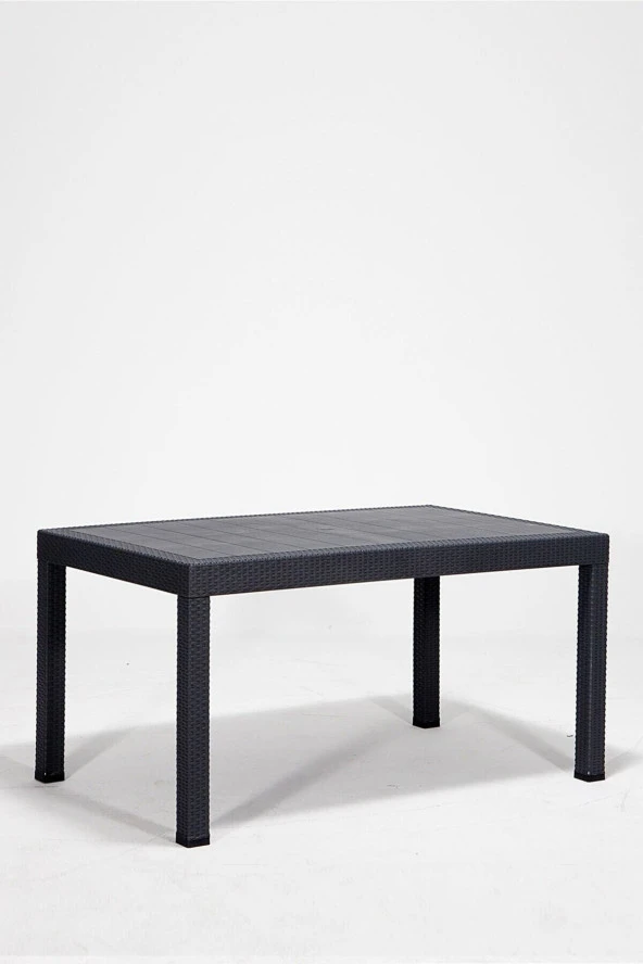 Almina Bambu Pro 90X150Cm Rattan Bahçe Balkon Masa Takımı 6 Kişilik Camsız Set Antrasit - 2