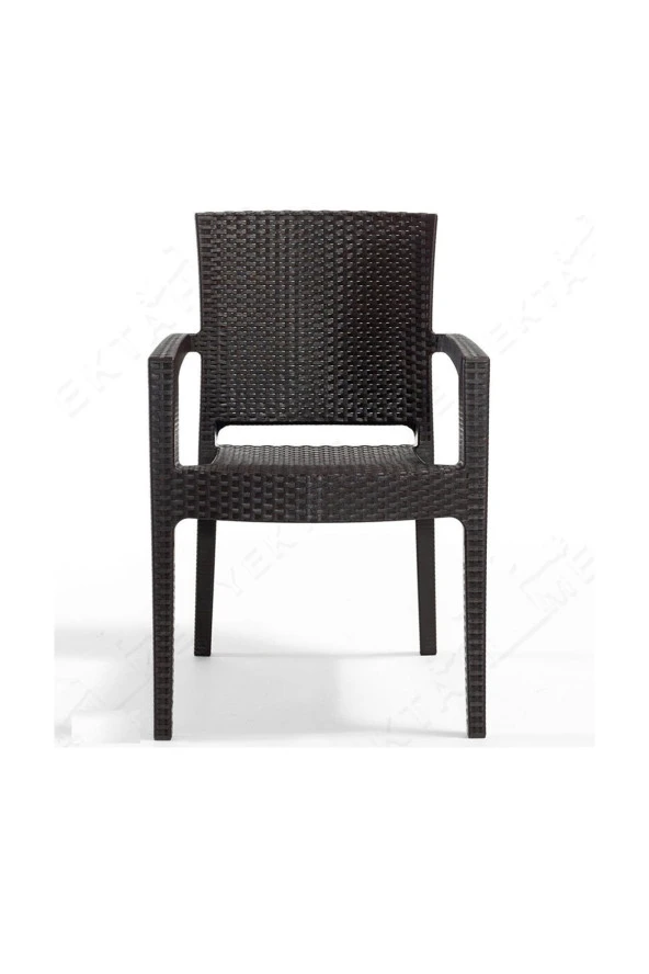 Almina Italy Rattan Takım 70X100 Cm Camsız Masa 4 Adet Rattan Sandalye Balkon Ve Bahçe Mobilyası - Resim 4