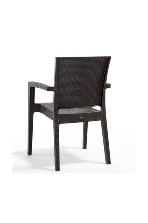 Almina Italy Rattan Takım 70X100 Cm Camsız Masa 4 Adet Rattan Sandalye Balkon Ve Bahçe Mobilyası - Resim 5