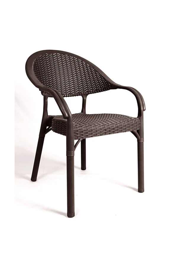 Almina Bambu Pro Rattan Camsız 80X140Cm Masa 6 Kişilik Sandalye Takımı Bahçe Balkon Teras Seti Kahverengi - 4