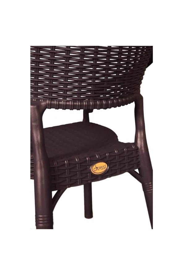 Almina Bambu Pro Rattan Camsız 80X140Cm Masa 6 Kişilik Sandalye Takımı Bahçe Balkon Teras Seti Kahverengi - 5