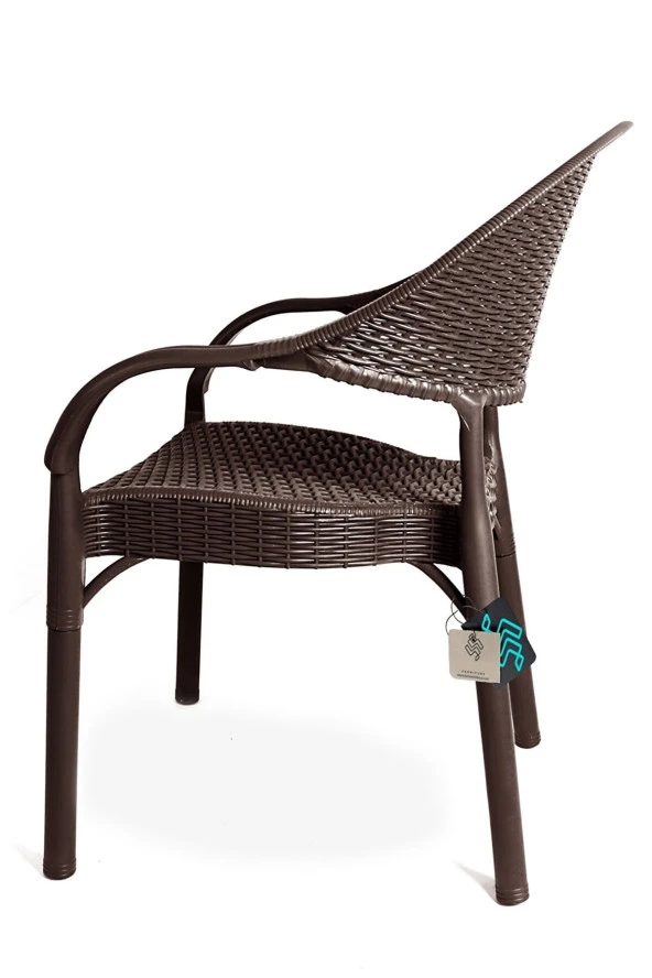 Almina Bambu Pro 70X100Cm Rattan Bahçe Balkon Masa Takımı 4 Kişilik Camsız Set Kahverengi - 4