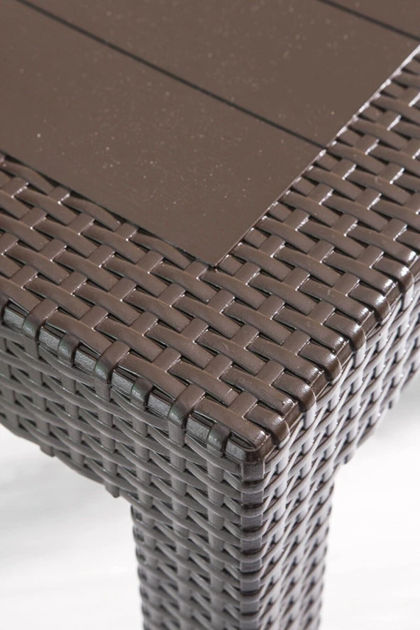 Almina Italy Pro 70X100Cm Rattan Bahçe Balkon Masa Takımı 4 Kişilik Camsız Set Kahverengi - 2