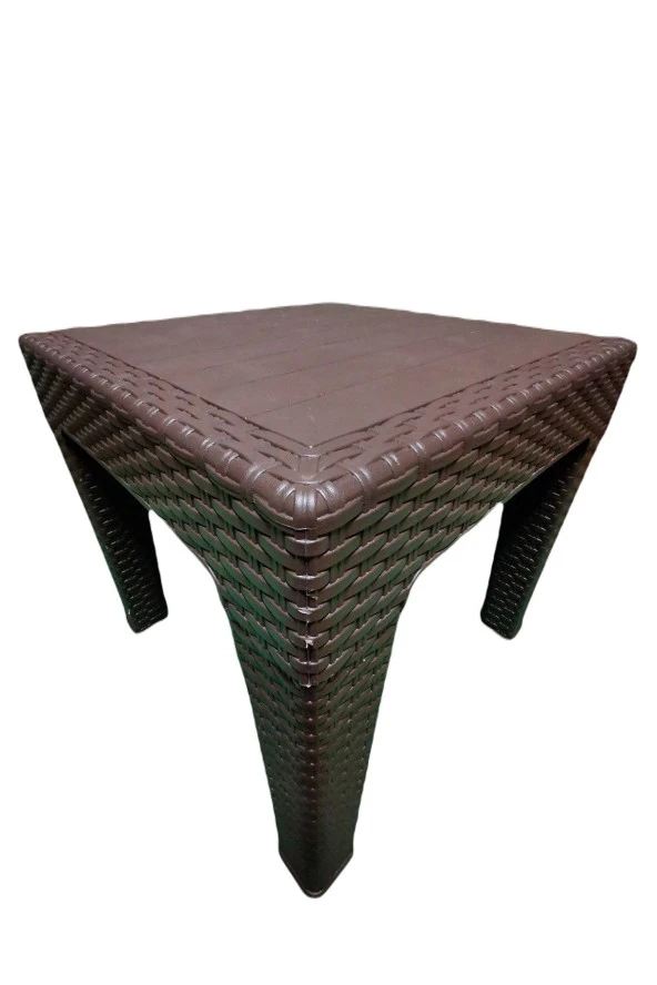 Almina Premium Rattan Sehpa 45X45 Cm Bahçe Balkon Ve Teras Mobilyası Açık Kahve 2 Adet