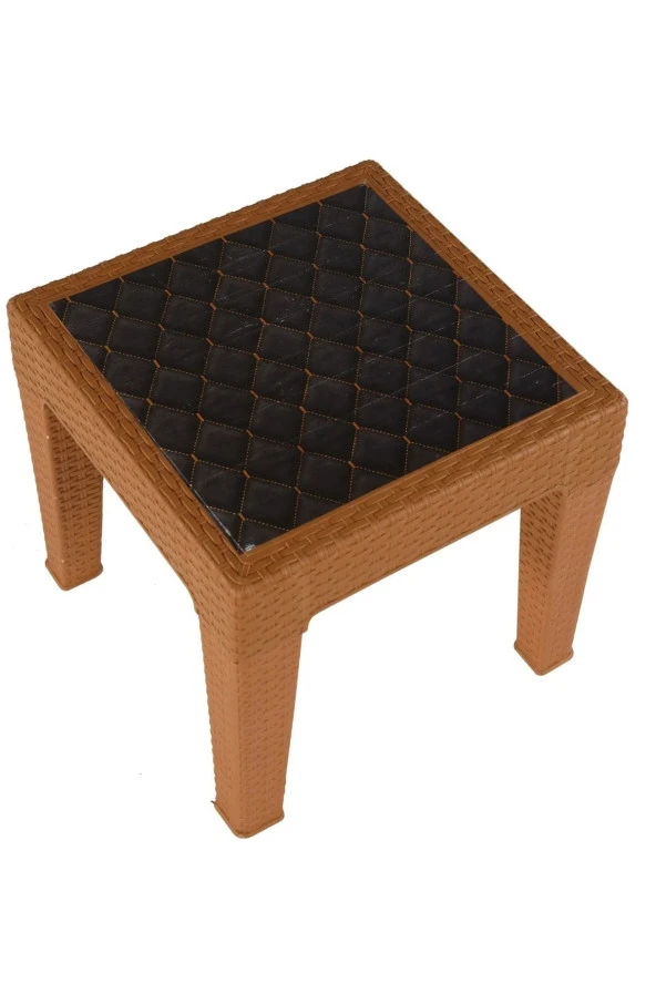 Almina Rattan Sehpa 45x45 Cm Kamp Masa Sehpa Ve Piknik Seti Taba Renk 4 Adet