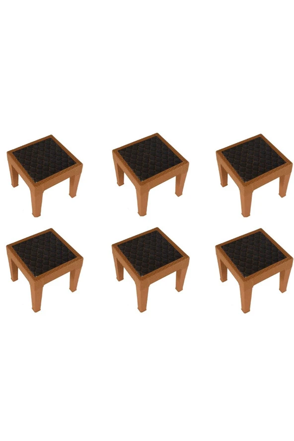 Almina Rattan Sehpa 45x45 Cm Kamp Masa Sehpa Ve Piknik Seti Taba Renk 6 Adet