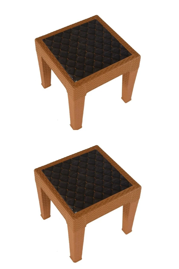 Almina Almina Rattan Sehpa 45x45 Cm Kamp Masa Sehpa Ve Piknik Seti Taba Renk 2 Adet