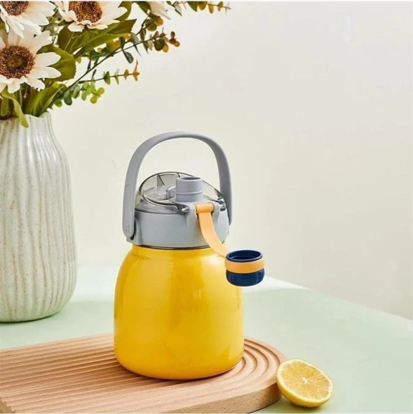 Vagonlife Rovco Paslanmaz Çelik Pipetli Matara 1000ML Sarı - 3