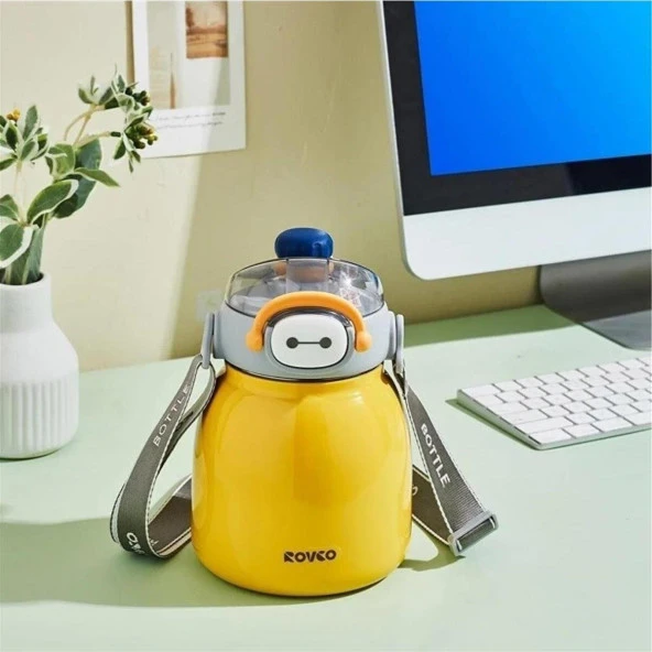 Vagonlife Rovco Paslanmaz Çelik Pipetli Matara 1000ML Sarı - 4