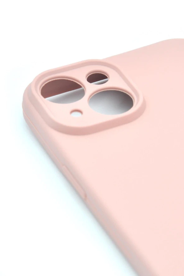 iPhone 14 Uyumlu Düz Renk Esnek Yumuşak Silikon Kılıf  Rubber Pembe - Resim 3