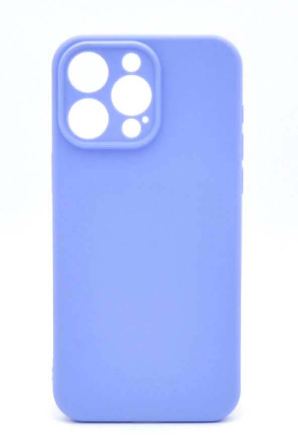 iPhone 14 Pro Uyumlu Düz Renk Esnek Yumuşak Silikon Kılıf  Rubber Açık Mor