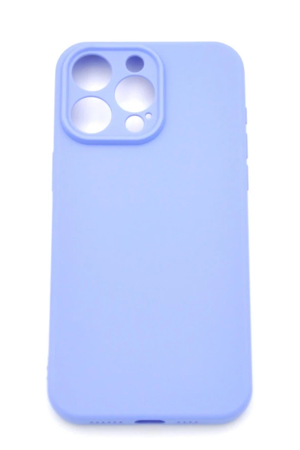 iPhone 13 Pro Max Uyumlu Düz Renk Esnek Yumuşak Silikon Kılıf  Rubber Açık Mor - Resim 2
