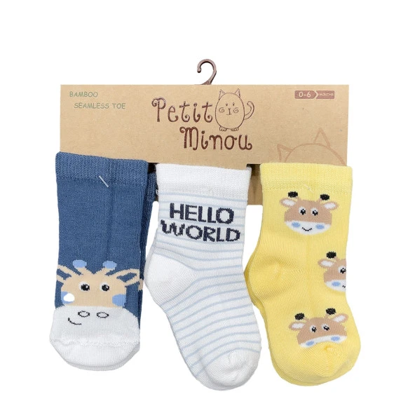 Petit Minou 3'lü Hello World Bebek Çorabı 2153