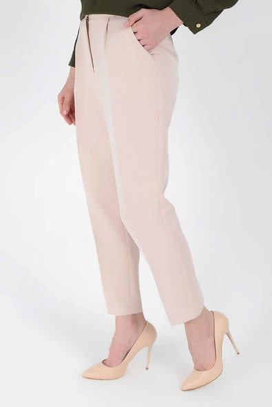 Fermuarlı Cep Detaylı Kalem Pantolon 0201 Taş - Resim 6