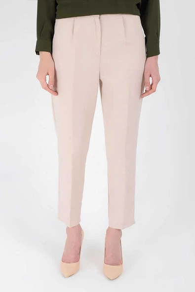 Fermuarlı Cep Detaylı Kalem Pantolon 0201 Taş