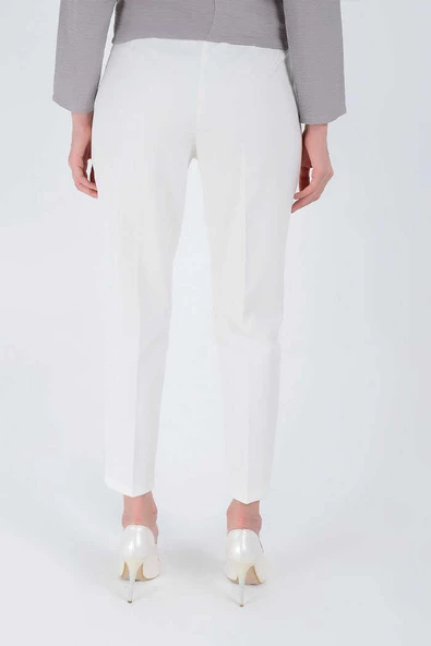 Fermuarlı Cep Detaylı Kalem Pantolon 0201 Ekru - 4