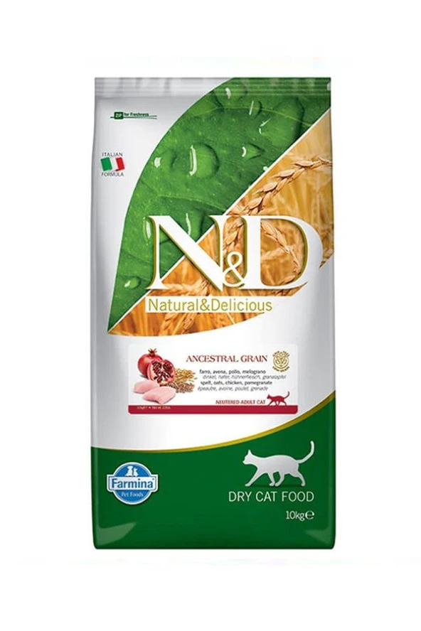 ND Cat Low Grain Sterilised Tavuklu&Narlı Kedi Maması 10 Kg