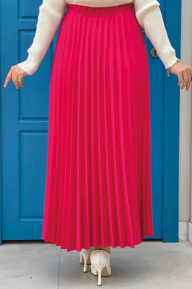 Bel Lastikli Piliseli Etek 1178 Fuşya - 3