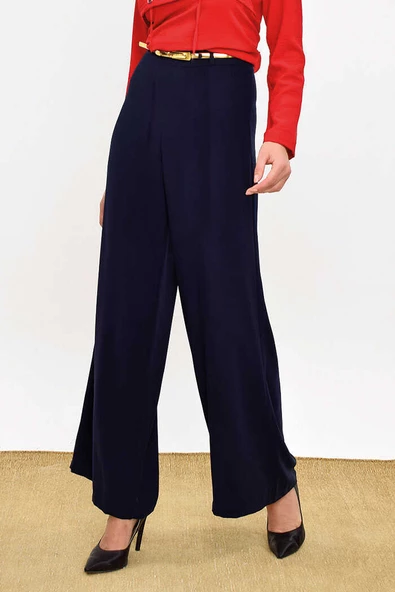 Fermuarlı Kemer Aksesuarlı Pantolon Etek 0125 Lacivert