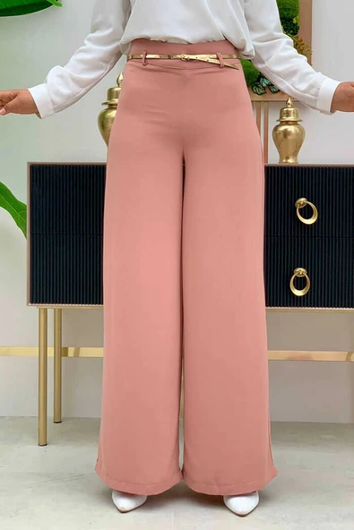 Fermuarlı Kemer Aksesuarlı Pantolon Etek 0125 Somon ürün görseli 1