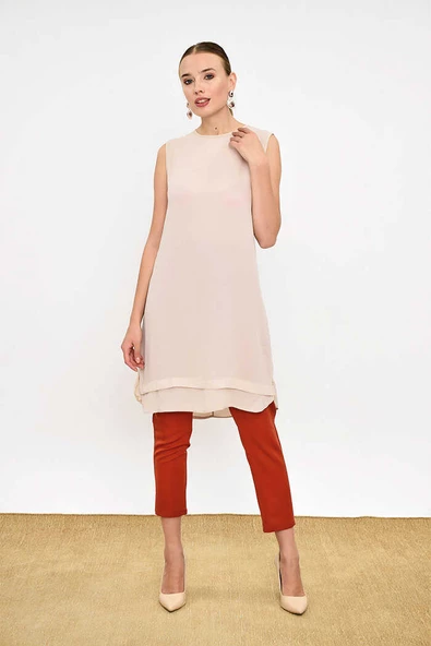 Kat Görünüm Sıfır Kol İçlik Tunik 2340 Taş - Resim 3