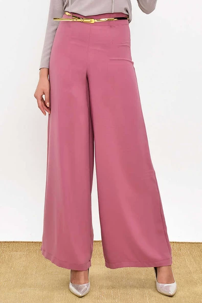 Fermuarlı Kemer Aksesuarlı Pantolon Etek 0125 Pudra