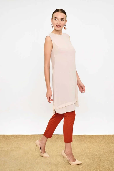 Kat Görünüm Sıfır Kol İçlik Tunik 2340 Taş - Resim 2