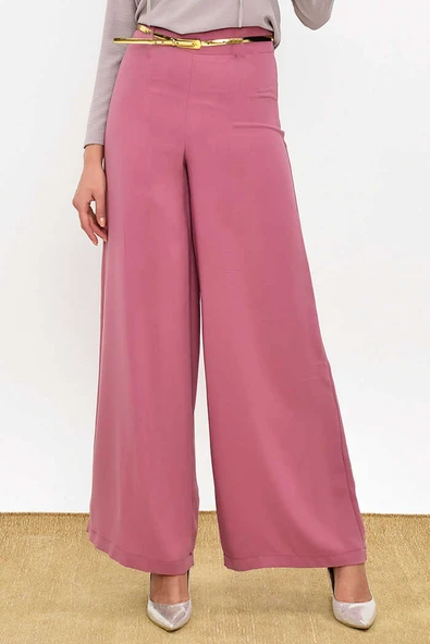 Fermuarlı Kemer Aksesuarlı Pantolon Etek 0125 Pudra - 4