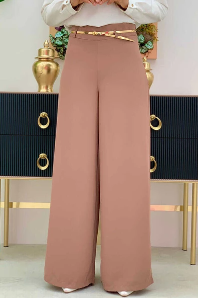 Fermuarlı Kemer Aksesuarlı Pantolon Etek 0125 Taba ürün görseli 1