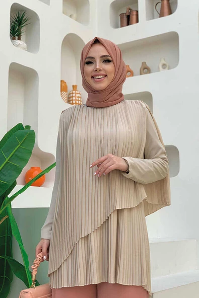 Çapraz Görünüm Pilise Detay Tunik 2363 Taş